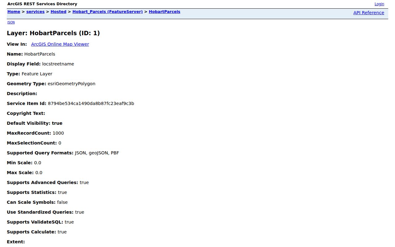 Hobart residents directory public parcel layer fields